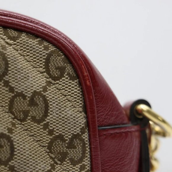 Gucci GG Marmont Small Red Shoulder Bag Diagonal Quilted GG Canvas - Picture 6 of 16